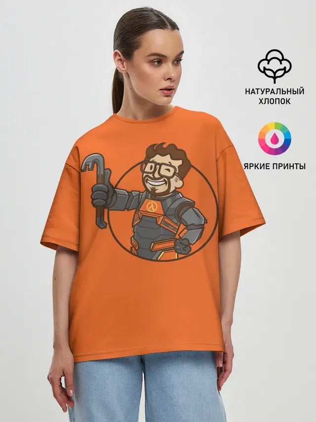 Женская футболка оверсайз с принтом «Half-Life — Freeman»