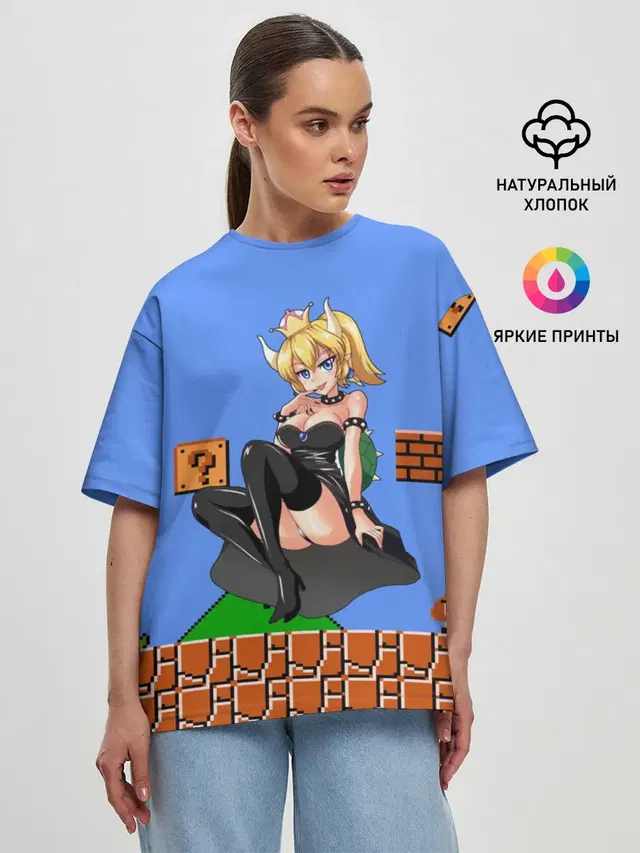 Женская футболка оверсайз с принтом «Bowsette»