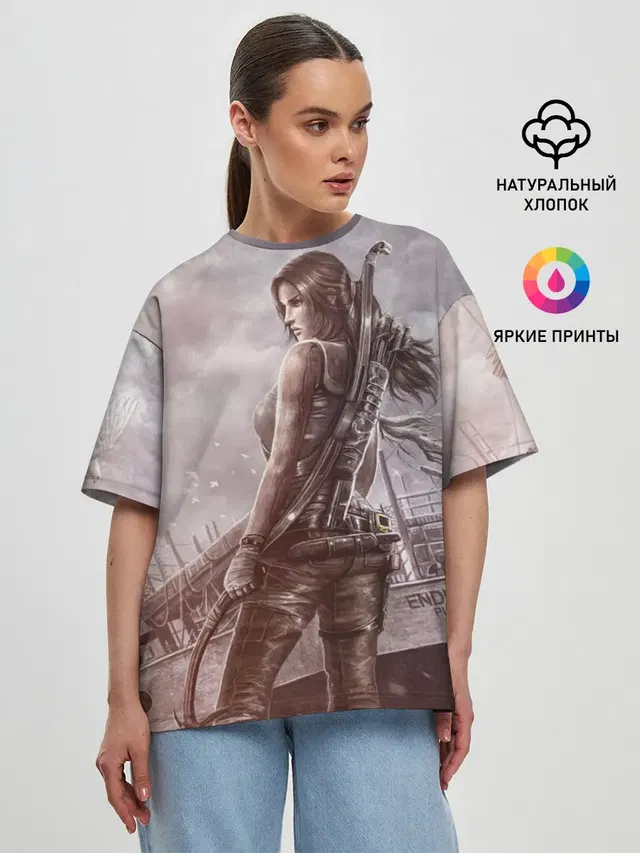 Женская футболка оверсайз с принтом «Tomb Raider»