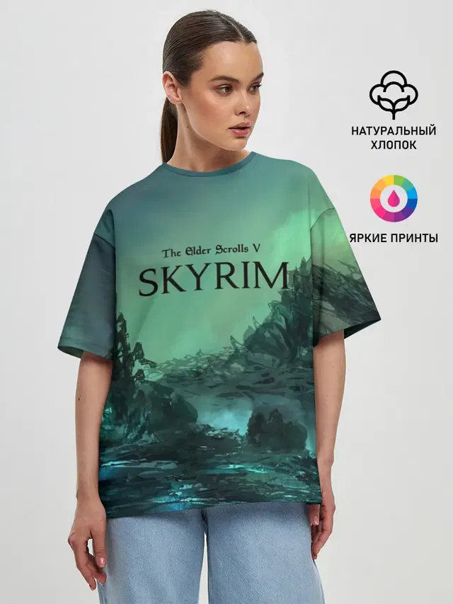 Женская футболка оверсайз с принтом «The Elder Scrolls — SKYRIM»