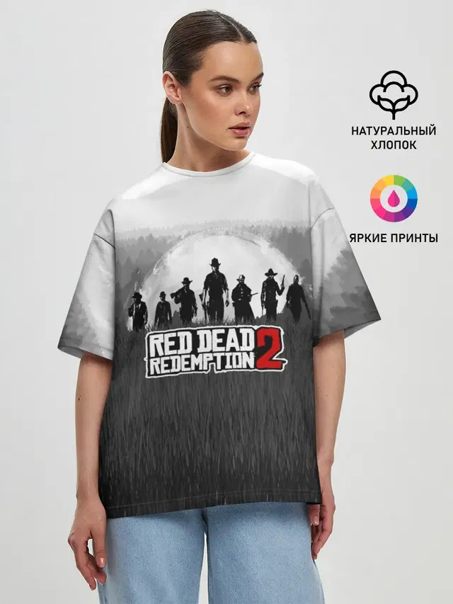 Женская футболка оверсайз с принтом «Landscape — Red Dead Redemption 2»