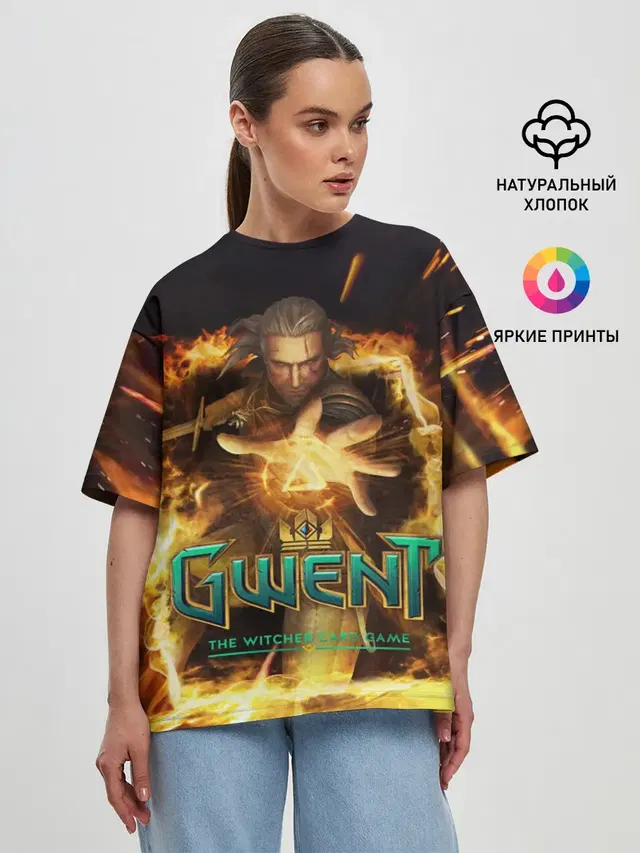 Женская футболка оверсайз с принтом «Gwent — GWENT: The Witcher Card Game»