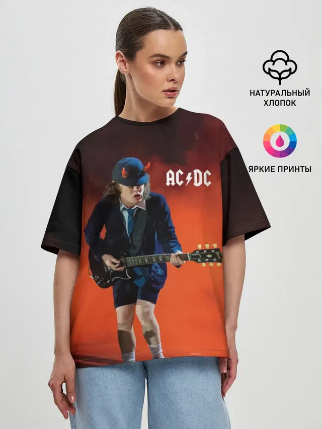 Женская футболка оверсайз с принтом «Rock music»