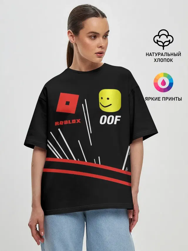 Женская футболка оверсайз с принтом «Роблокс — Roblox OOF Meme»