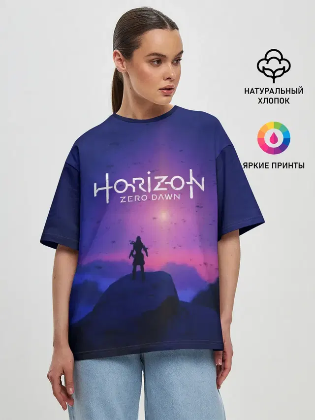 Женская футболка оверсайз с принтом «Horizon Zero Dawn»