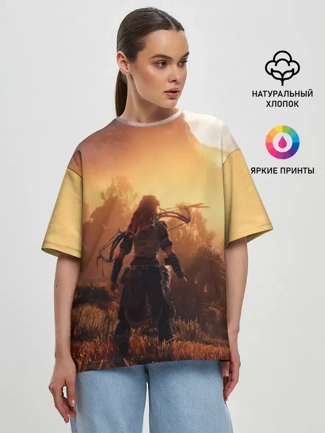 Женская футболка оверсайз с принтом «Horizon Zero Dawn»