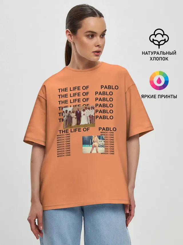 Женская футболка оверсайз с принтом «Kanye West — Kanye West PABLO»