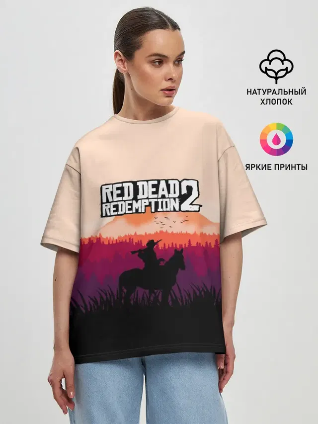 Женская футболка оверсайз с принтом «Horse»