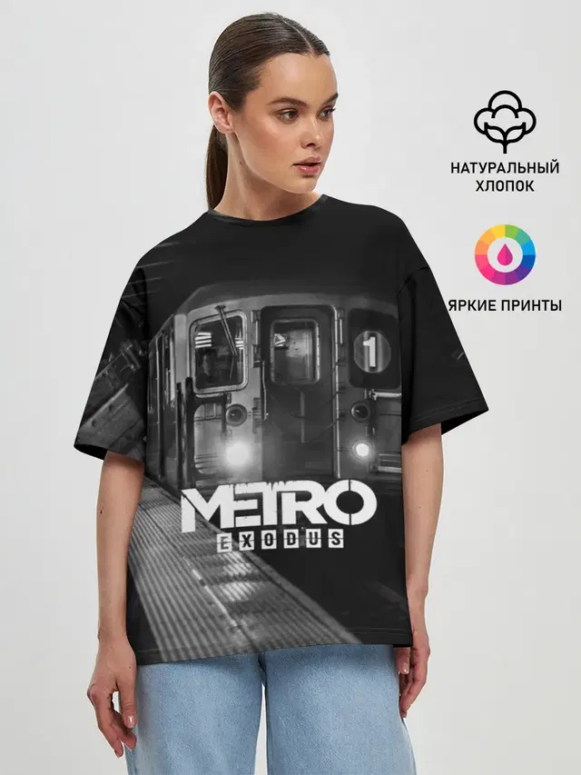 Женская футболка оверсайз с принтом «Metro»