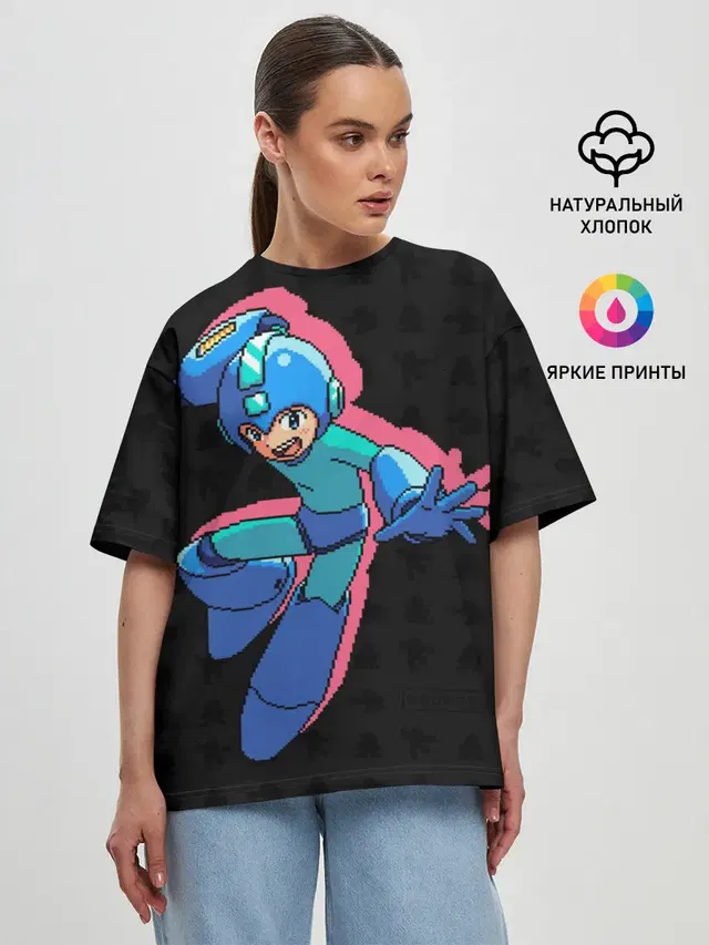 Женская футболка оверсайз с принтом «Retro Games — Mega Man»