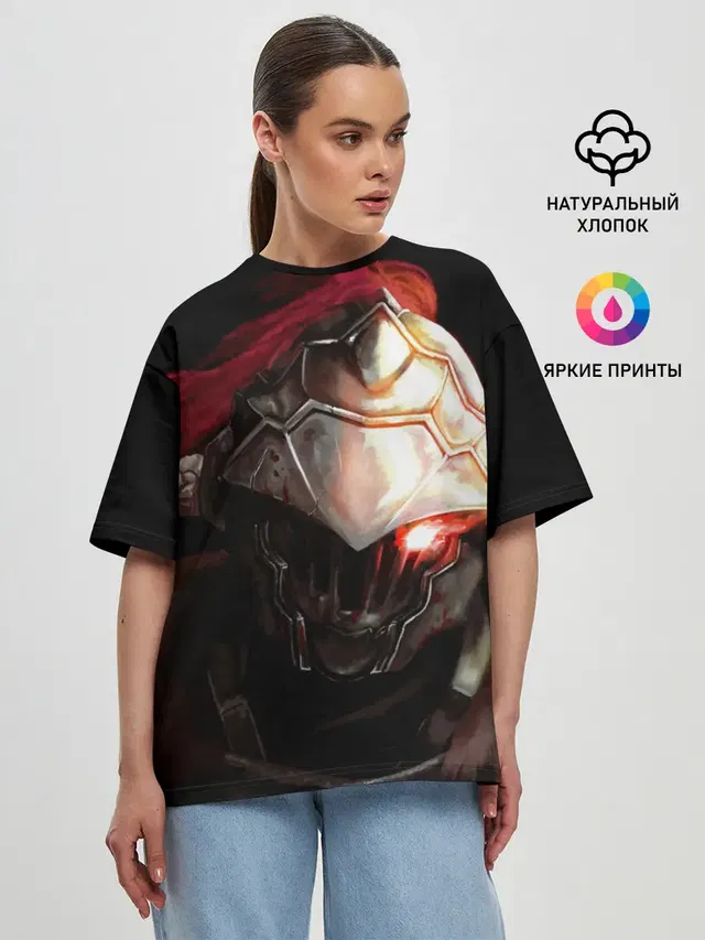 Женская футболка оверсайз с принтом «Убийца гоблинов — Goblin Slayer Monster»