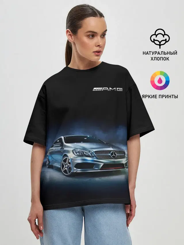 Женская футболка оверсайз с принтом «Merсedes — Mercedes AMG»