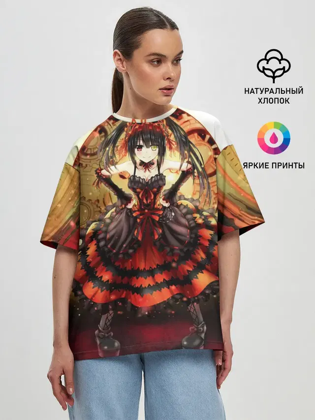 Женская футболка оверсайз с принтом «Date A Live - Kurumi Tokisaki»