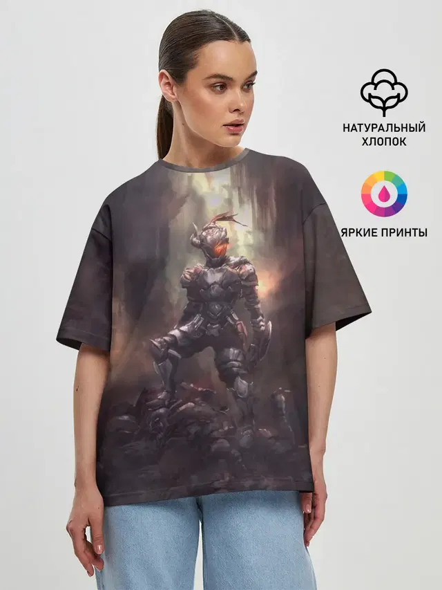 Женская футболка оверсайз с принтом «Убийца гоблинов — Goblin Slayer darkness»