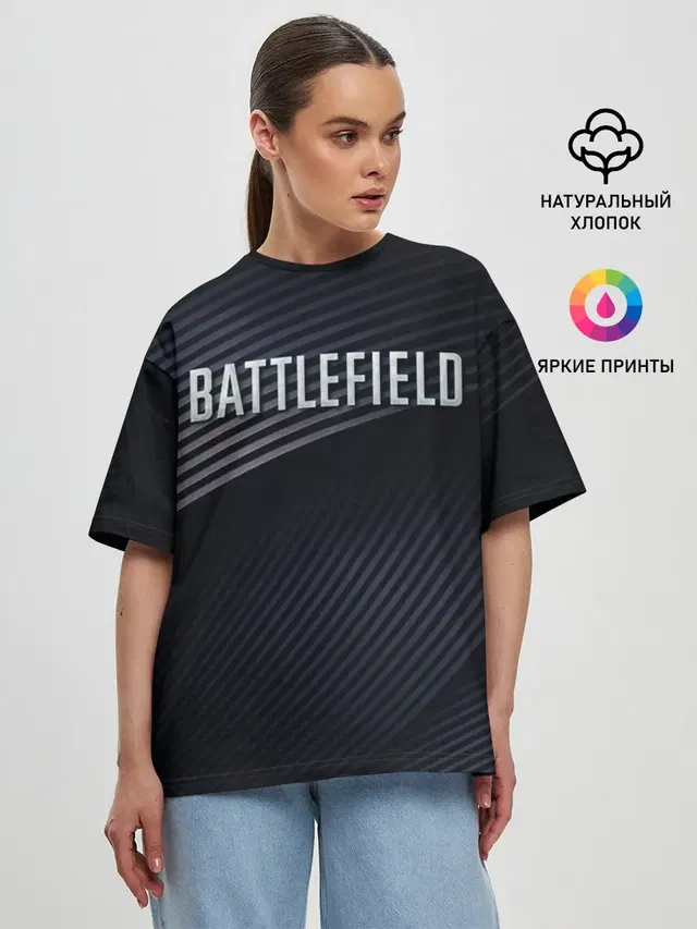 Женская футболка оверсайз с принтом «BATTLEFIELD»