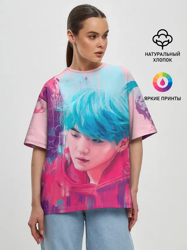 Женская футболка оверсайз с принтом «BTS»