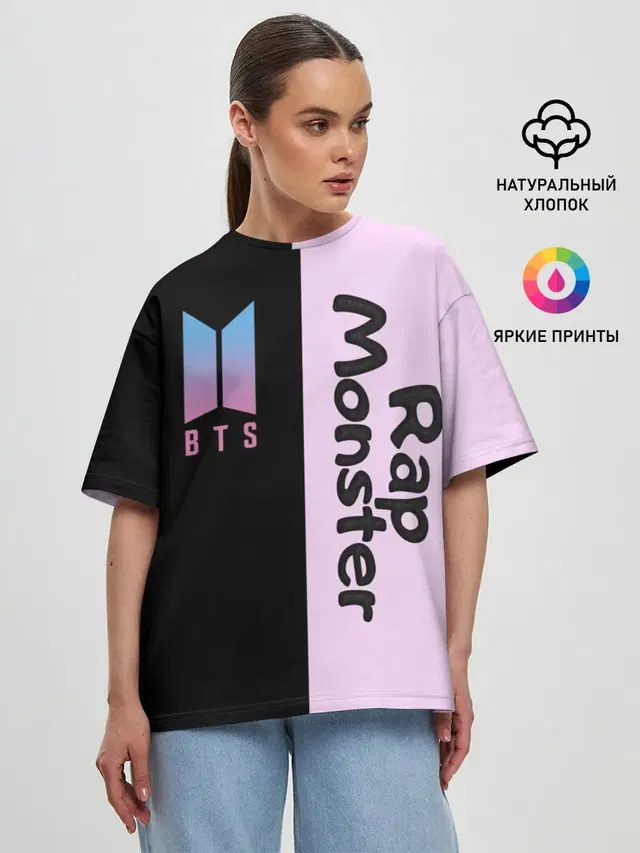 Женская футболка оверсайз с принтом «BTS — BTS RM»