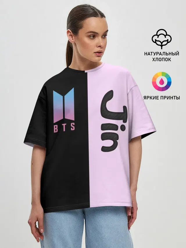 Женская футболка оверсайз с принтом «BTS — BTS Jin»