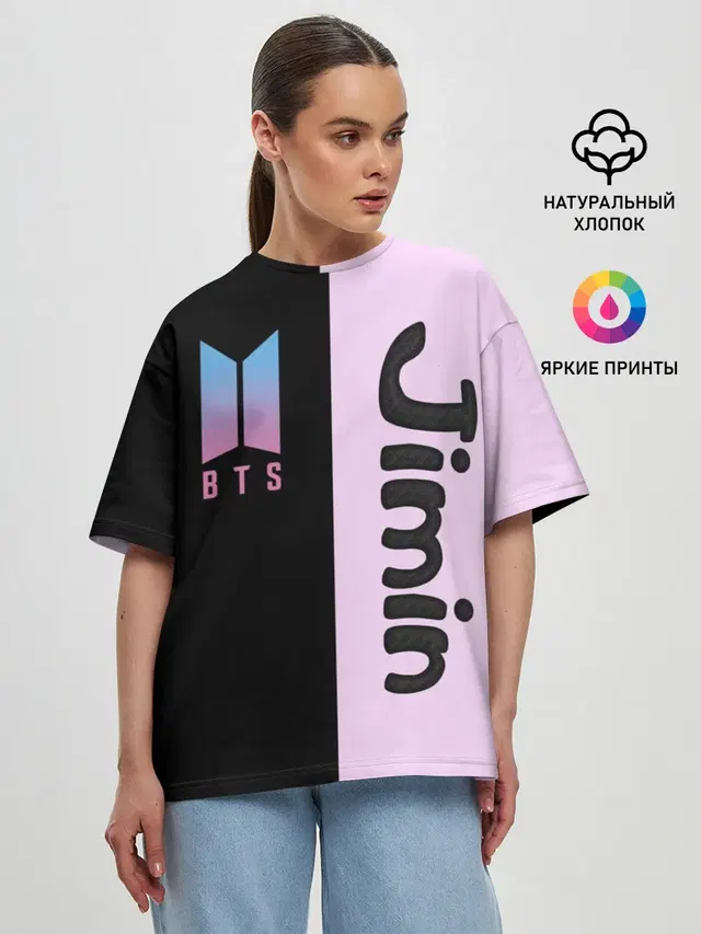 Женская футболка оверсайз с принтом «BTS — BTS Jimin»