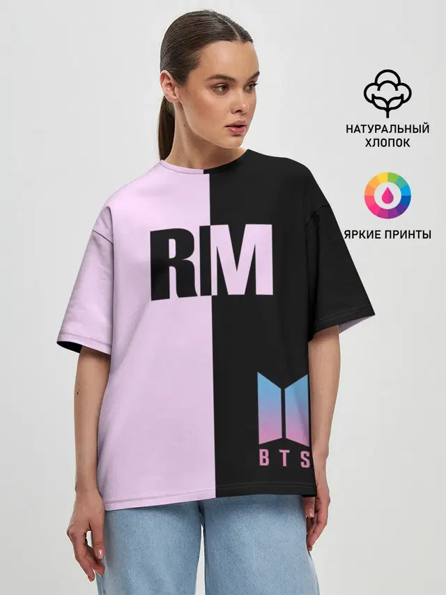 Женская футболка оверсайз с принтом «BTS — BTS RM»