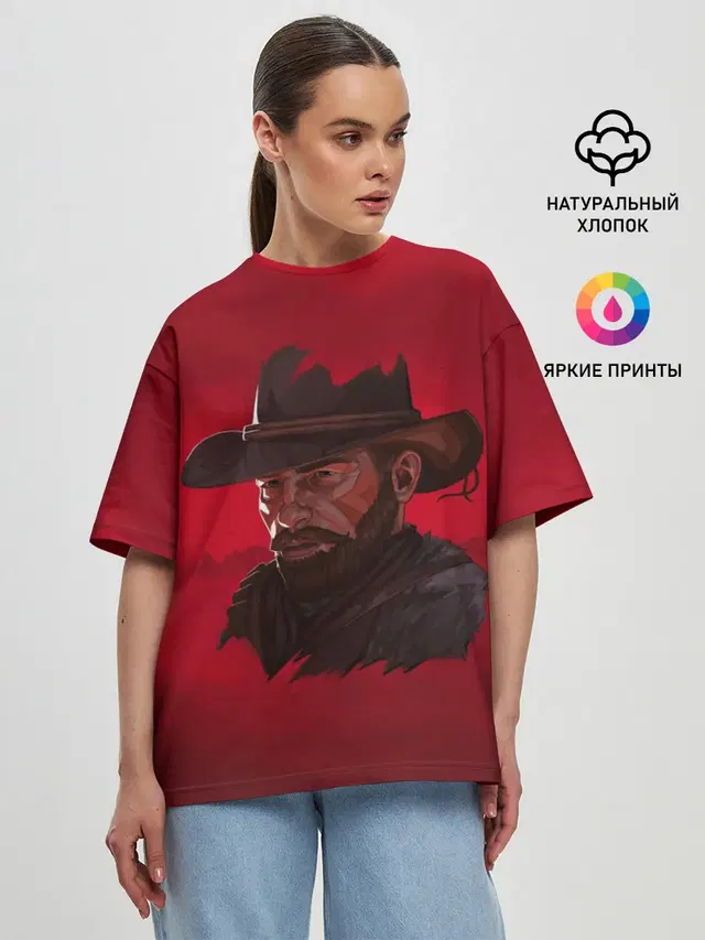 Женская футболка оверсайз с принтом «Arthur Morgan»