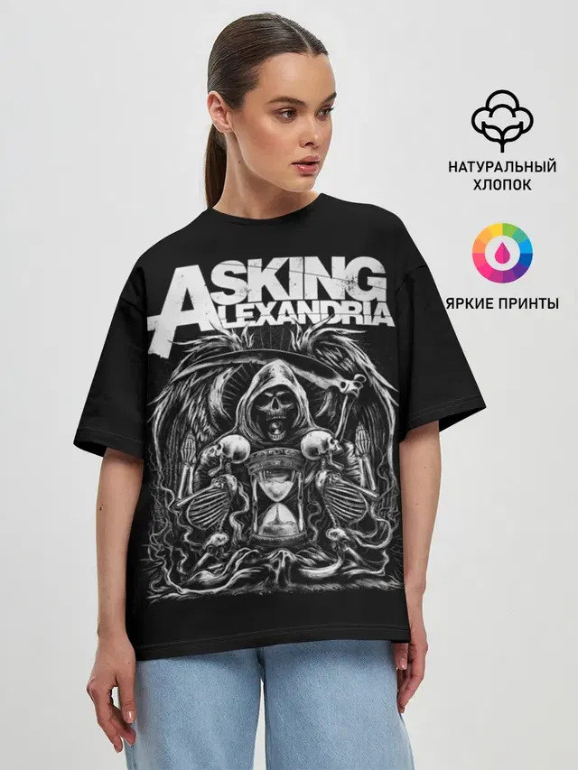 Женская футболка оверсайз с принтом «Asking Alexandria»