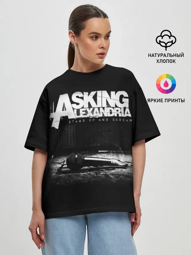 Женская футболка оверсайз с принтом «Asking Alexandria»