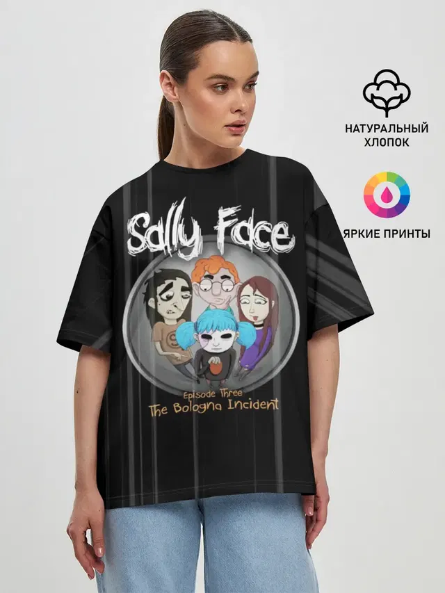 Женская футболка оверсайз с принтом «Sally Face Episode Three»
