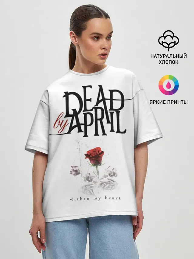 Женская футболка оверсайз с принтом «Dead by April»