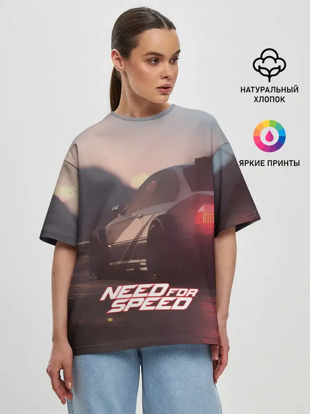 Женская футболка оверсайз с принтом «NFS»
