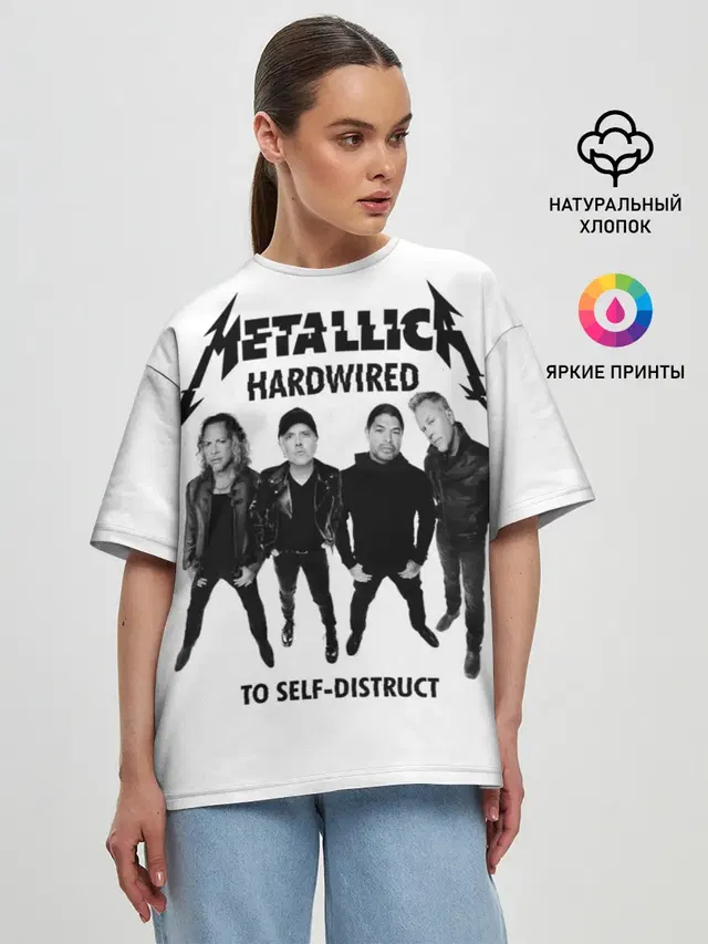 Женская футболка оверсайз с принтом «Metallica»