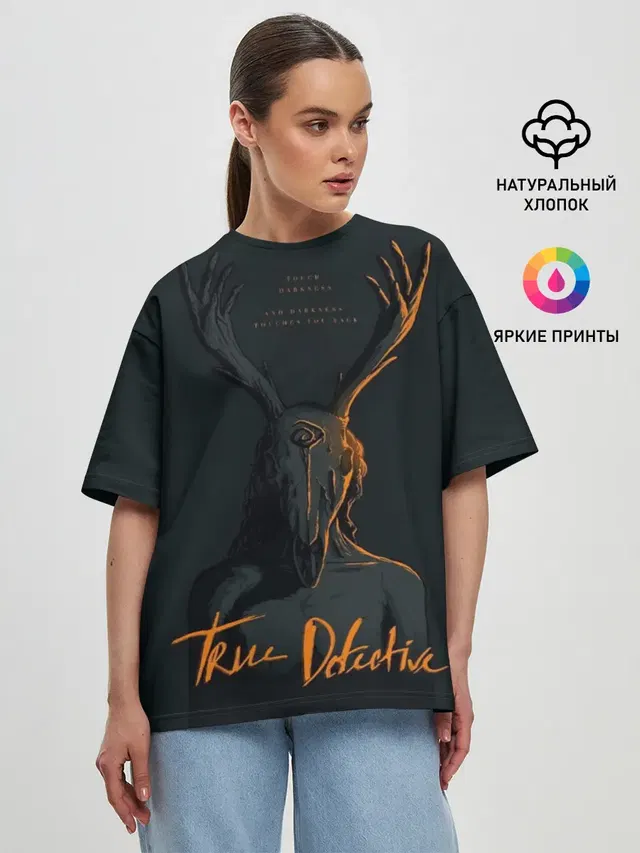 Женская футболка оверсайз с принтом «True Detective»