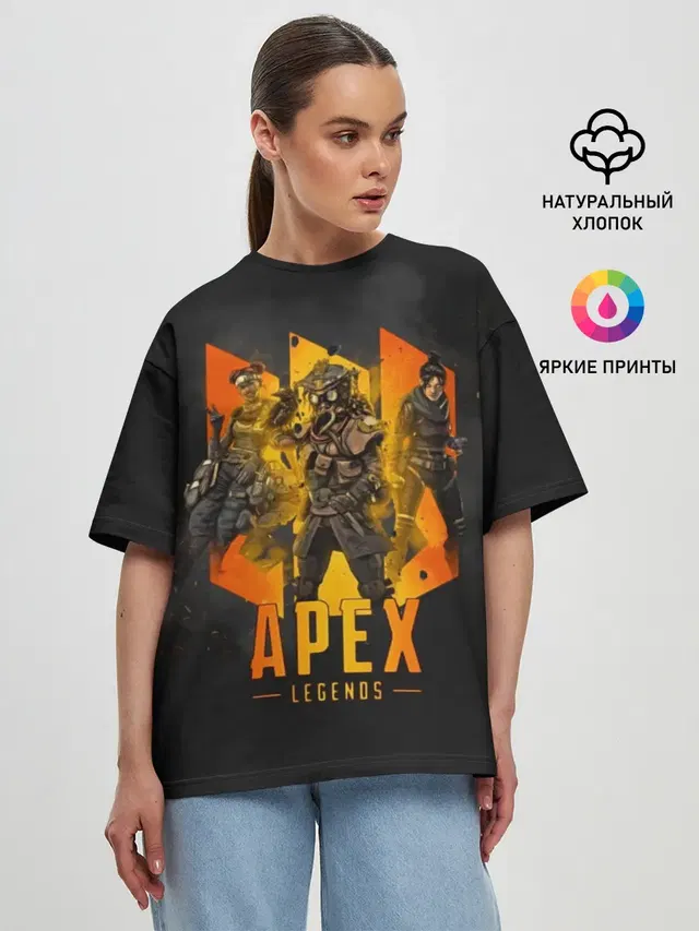 Женская футболка оверсайз с принтом «Королевская битва — Apex legends»