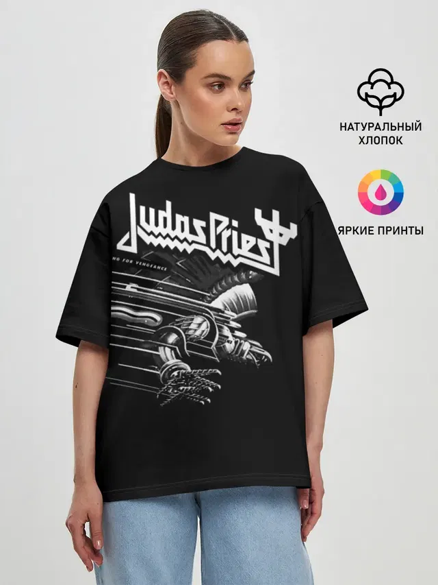 Женская футболка оверсайз с принтом «Judas Priest»