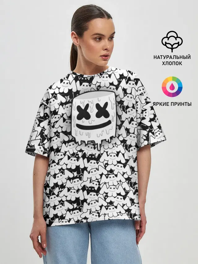 Женская футболка оверсайз с принтом «Marshmello»
