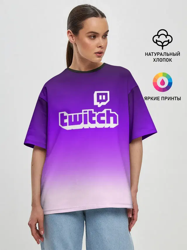 Женская футболка оверсайз с принтом «Twitch»