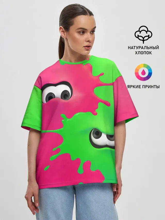 Женская футболка оверсайз с принтом «Игры — Splatoon 2»