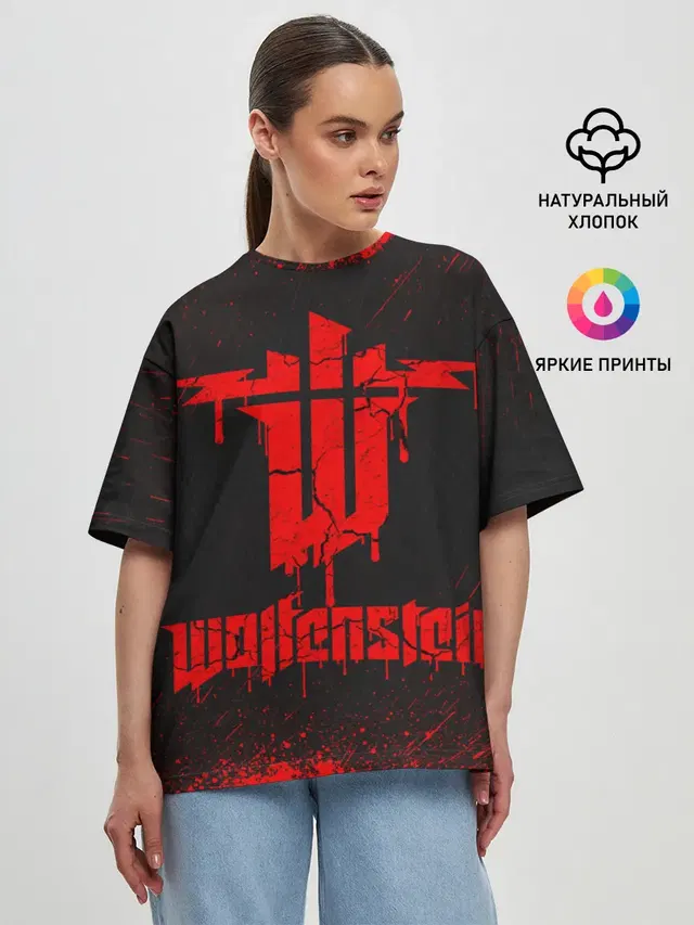 Женская футболка оверсайз с принтом «Wolfenstein»