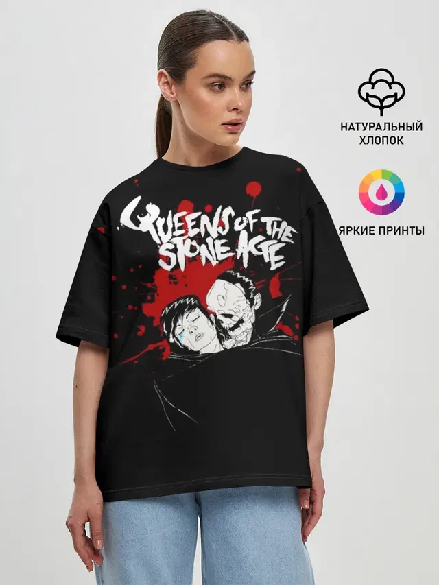Женская футболка оверсайз с принтом «Разный рок — Queens of the Stone Age»