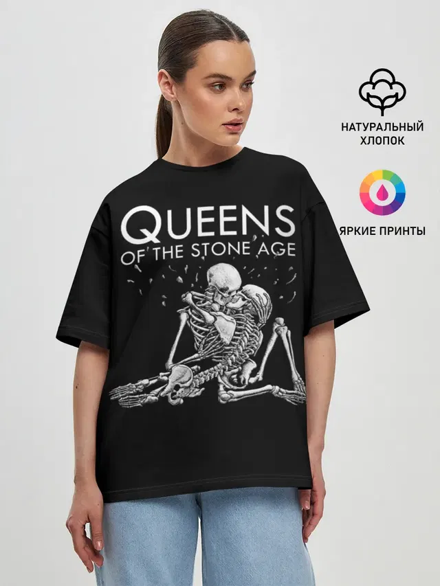 Женская футболка оверсайз с принтом «Разный рок — Queens of the Stone Age»