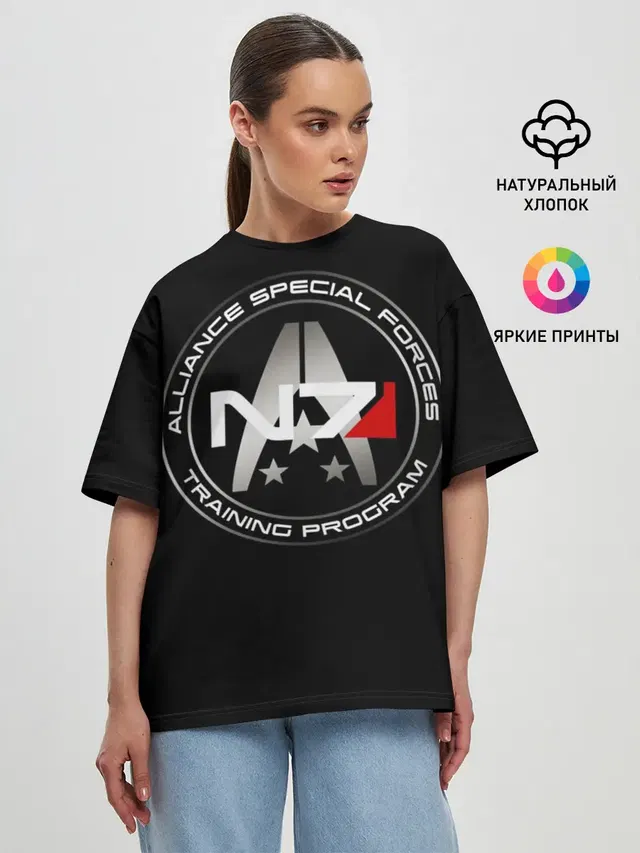 Женская футболка оверсайз с принтом «Mass Effect»