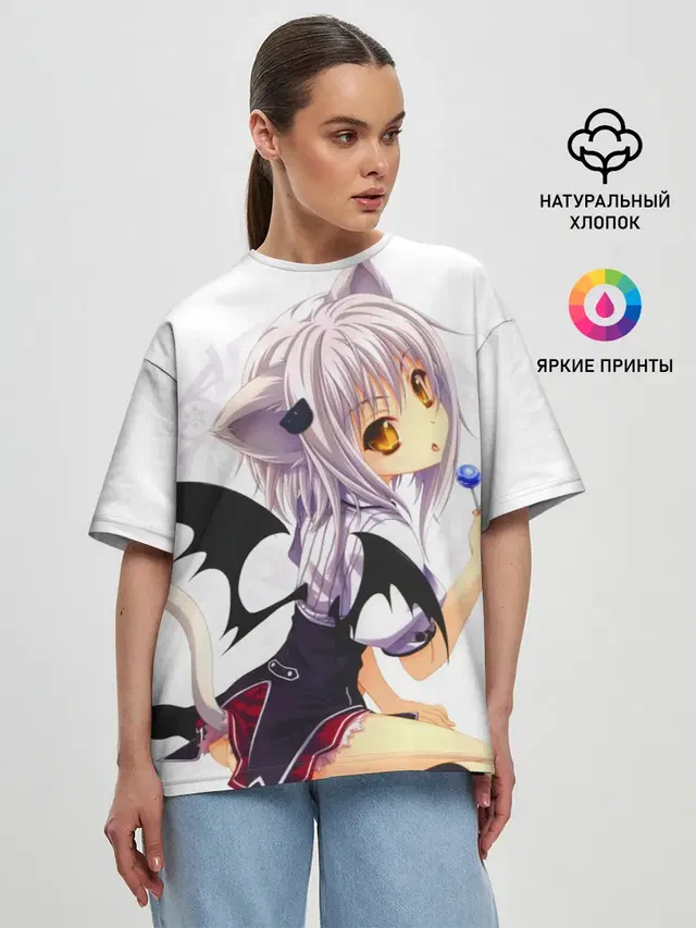 Женская футболка оверсайз с принтом «Демоны старшей школы — High School DxD, Конэко»