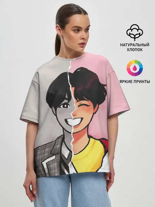 Женская футболка оверсайз с принтом «BTS — K-Pop»