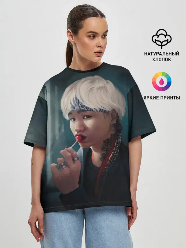 Женская футболка оверсайз с принтом «BTS — Suga»