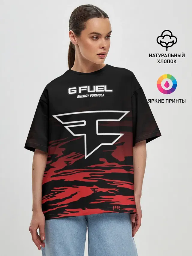 Женская футболка оверсайз с принтом «Counter-Strike — Faze clan - Jersey pro 2019»