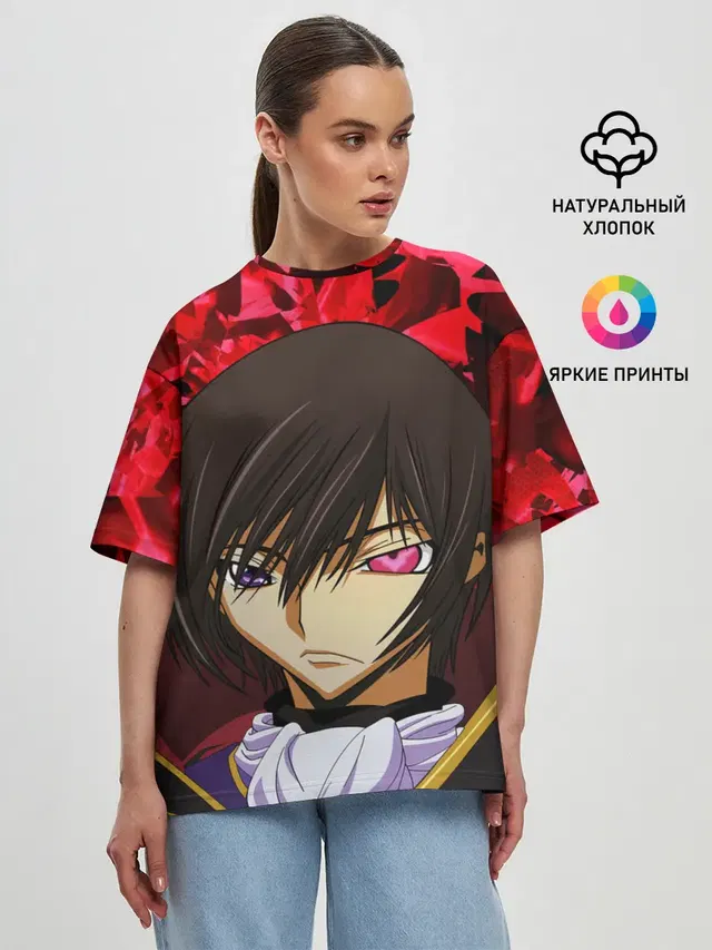 Женская футболка оверсайз с принтом «Code Geass — GODE GEASS textured»