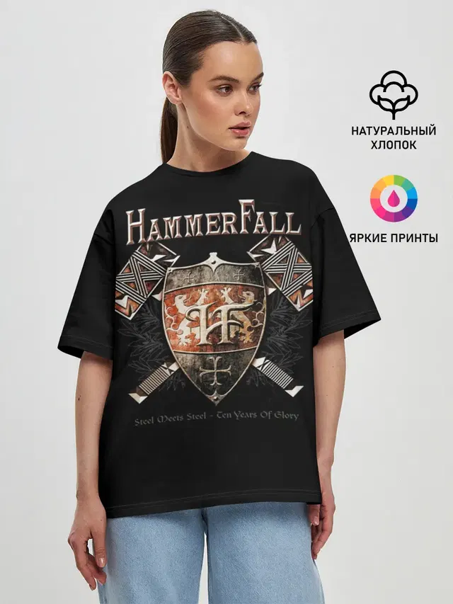 Женская футболка оверсайз с принтом «Разный рок — HammerFall»