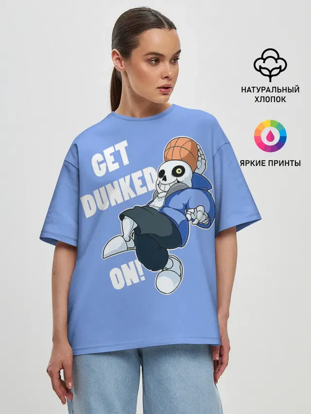 Женская футболка оверсайз с принтом «GET Dunked»