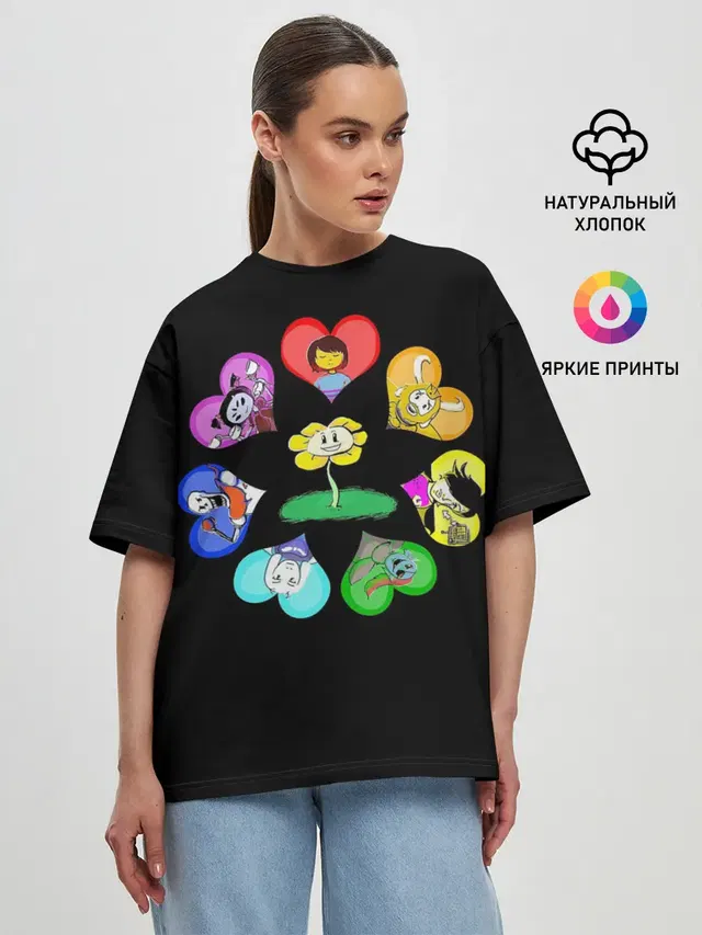 Женская футболка оверсайз с принтом «Flowey»