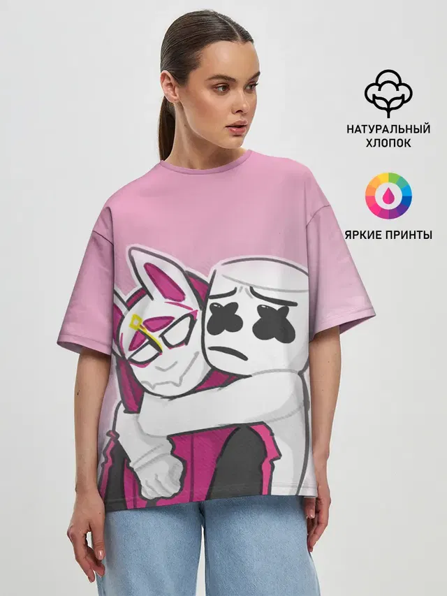 Женская футболка оверсайз с принтом «Marshmello — Fortnite Marshmello»